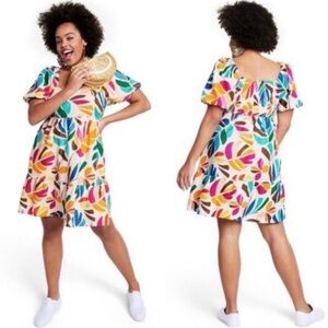 Tabitha Brown Botanical Floral Leaf Multicolor Dress - Size M‎
